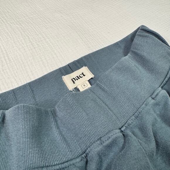 Pact Lounge Pants Blue Ribbed Waist Straight Leg Women’s Small Organic Cotton - Picture 3 of 16